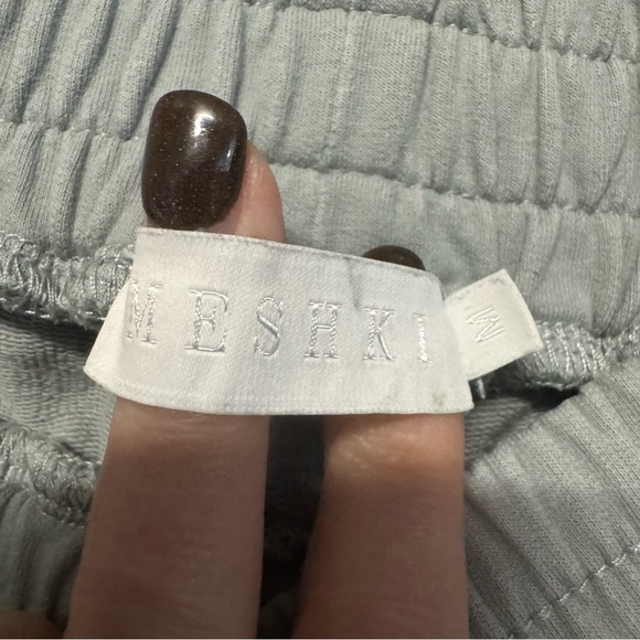 Meshki lounge sweat shorts light blue green pockets cut off - Picture 7 of 9